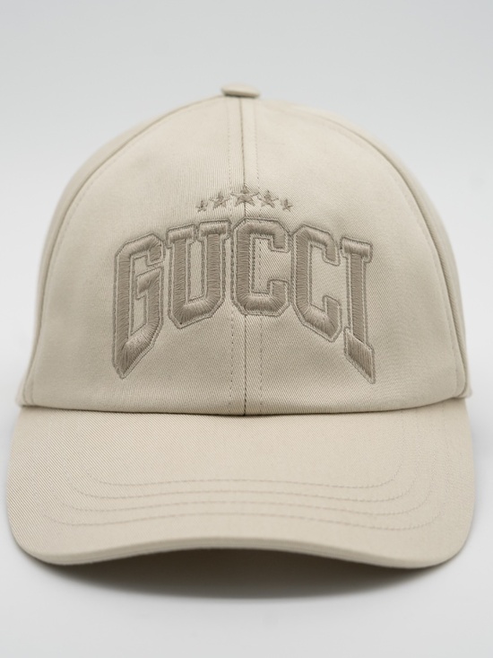 size S Gucci White Logo Embroidered Cotton Baseball Cap Hat Cream Beige main image 7